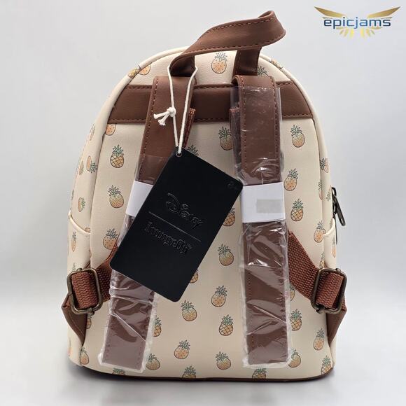 Loungefly Disney Lilo & Stitch Pineapple Brown Mini Backpack Bag New - Picture 5 of 5